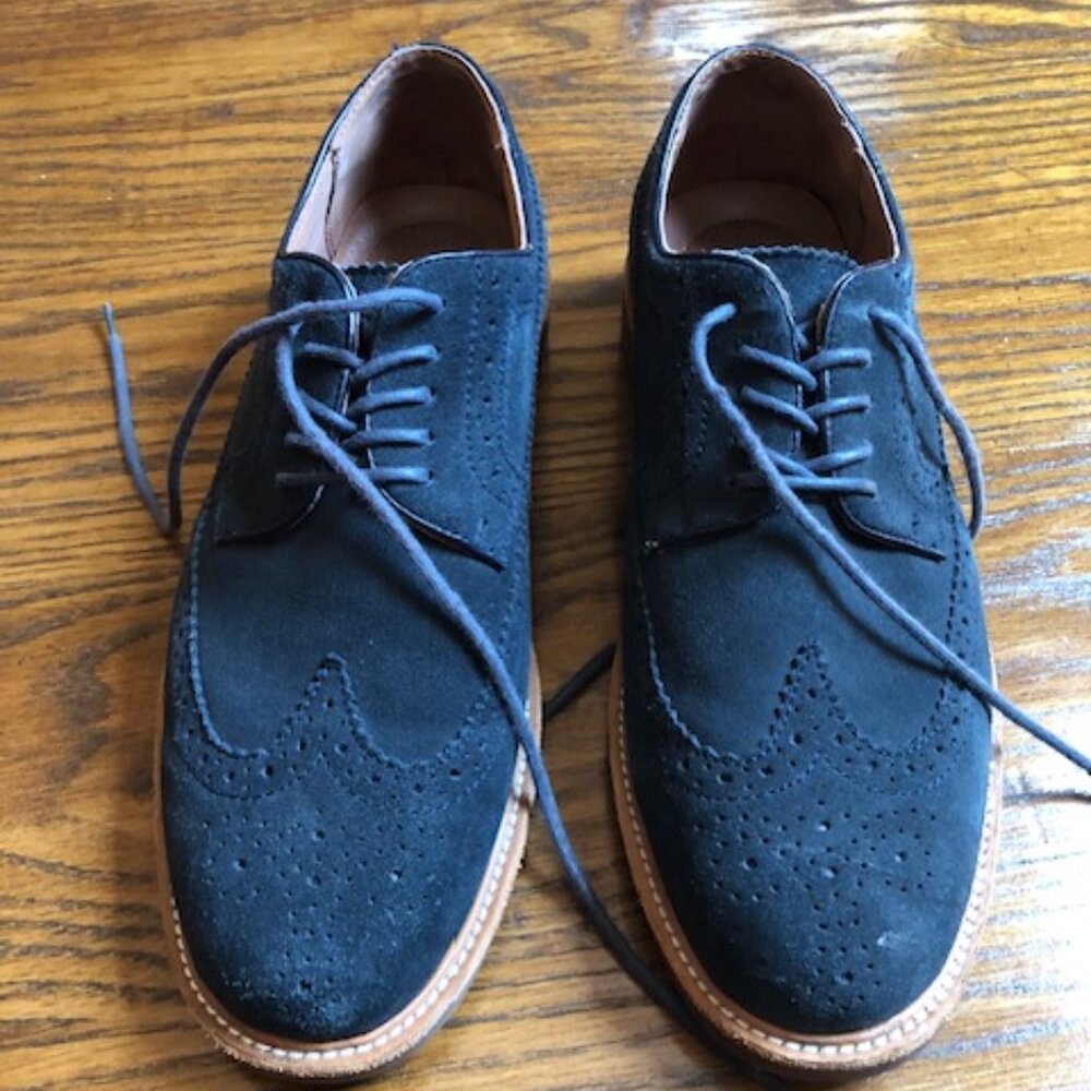 Lands End Wingtip Oxford Nubuck Leather Shoes Lace Up (Men's Size 11)